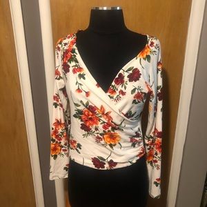 Really cute white with multi colors crop top